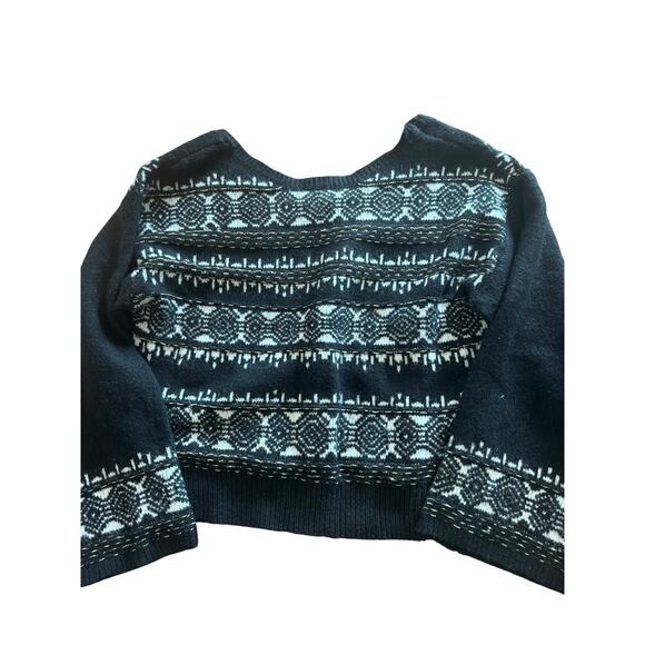 Sam Edelman L Benton Wheaton Fairisle Black Drop Shoulder Sweater Bell Sleeve - Picture 8 of 8